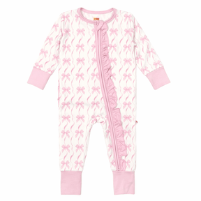 BOWS BAMBOO ZIPPER ROMPER W/ RUFFLES ON BACK - PETITE HAILEY