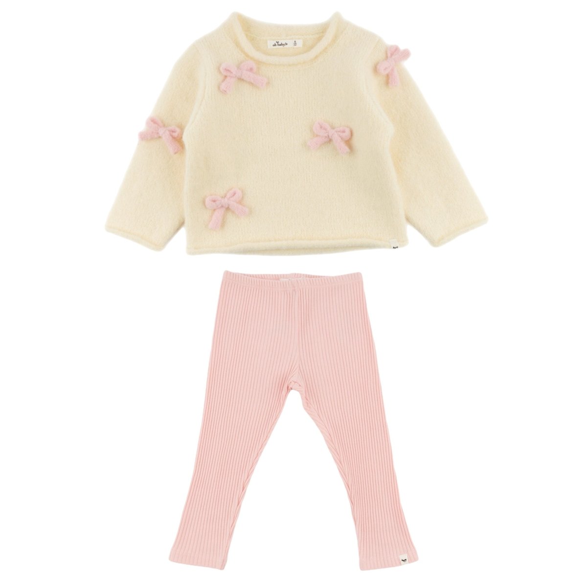 BOWS FUZZY SWEATSHIRT AND LEGGINGS SET (PREORDER) - OH BABY!