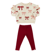 BOWS SWEATSHIRT AND LEGGINGS SET - SET