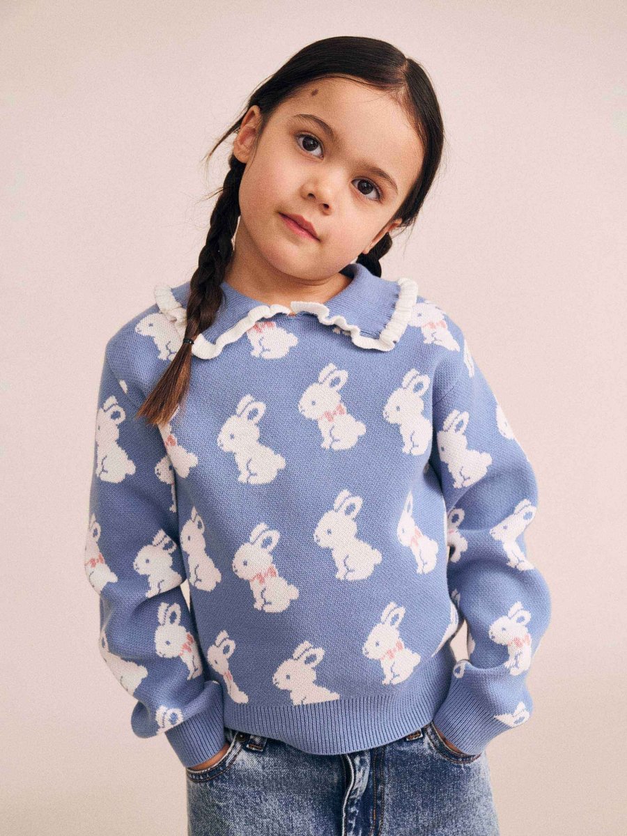 BUNNY FIELD COLLARD KNITTED SWEATER - HUXBABY