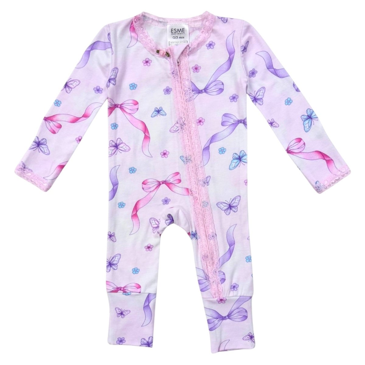 BUTTERFLY BOWS ZIP FOOTIE - ESME