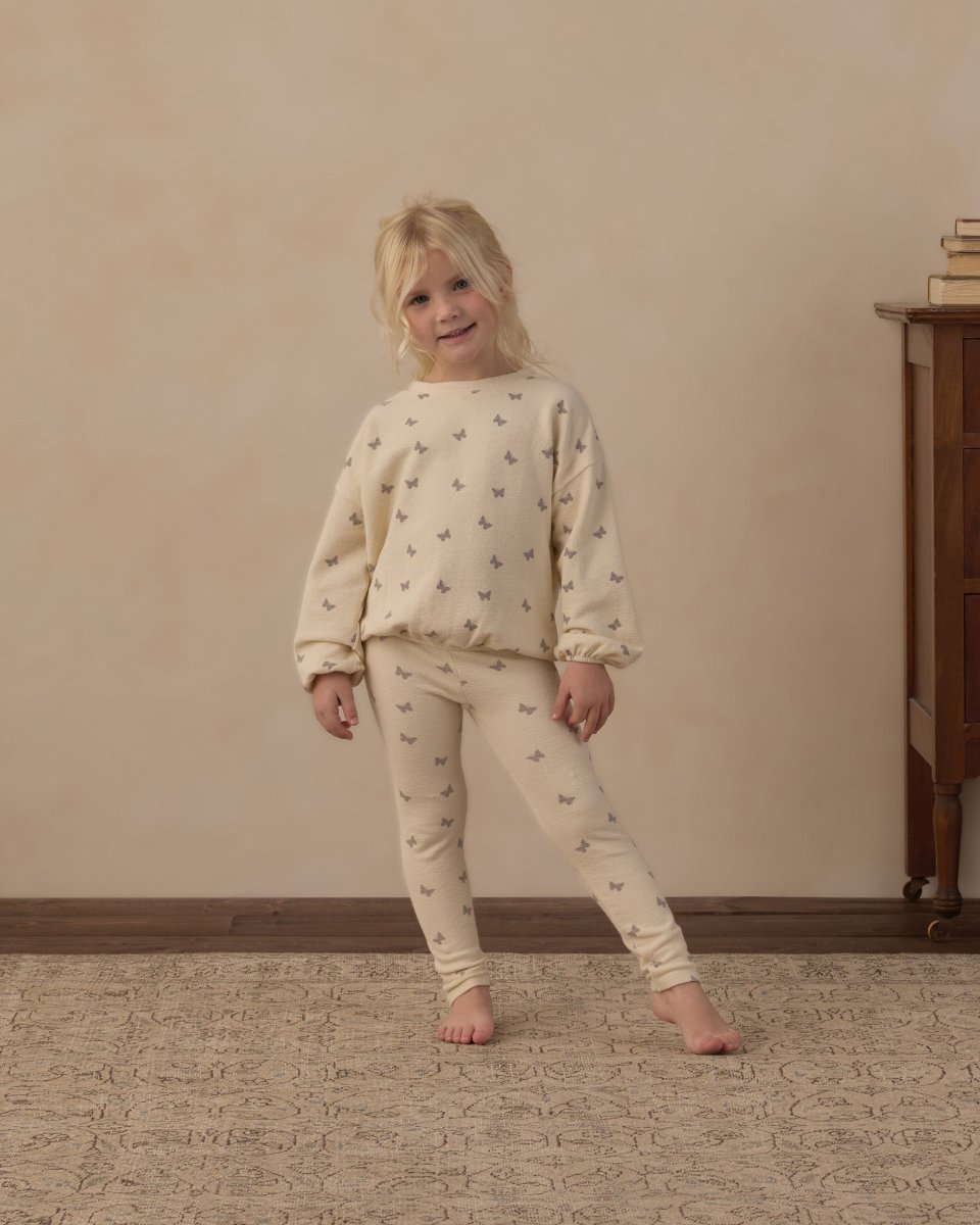 BUTTERFLY DITSY SPONGEY KNIT SWEATER AND LEGGINGS SET - RYLEE + CRU - SET