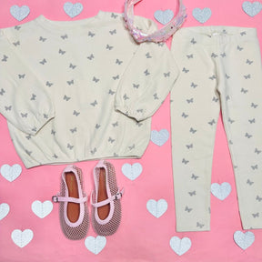BUTTERFLY DITSY SPONGEY KNIT SWEATER AND LEGGINGS SET - RYLEE + CRU - SET
