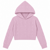 CABLE KNIT CROPPED HOODIE - PARFUM DE FIT