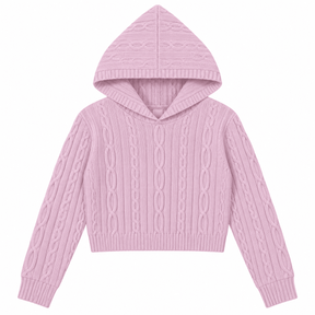CABLE KNIT CROPPED HOODIE - PARFUM DE FIT