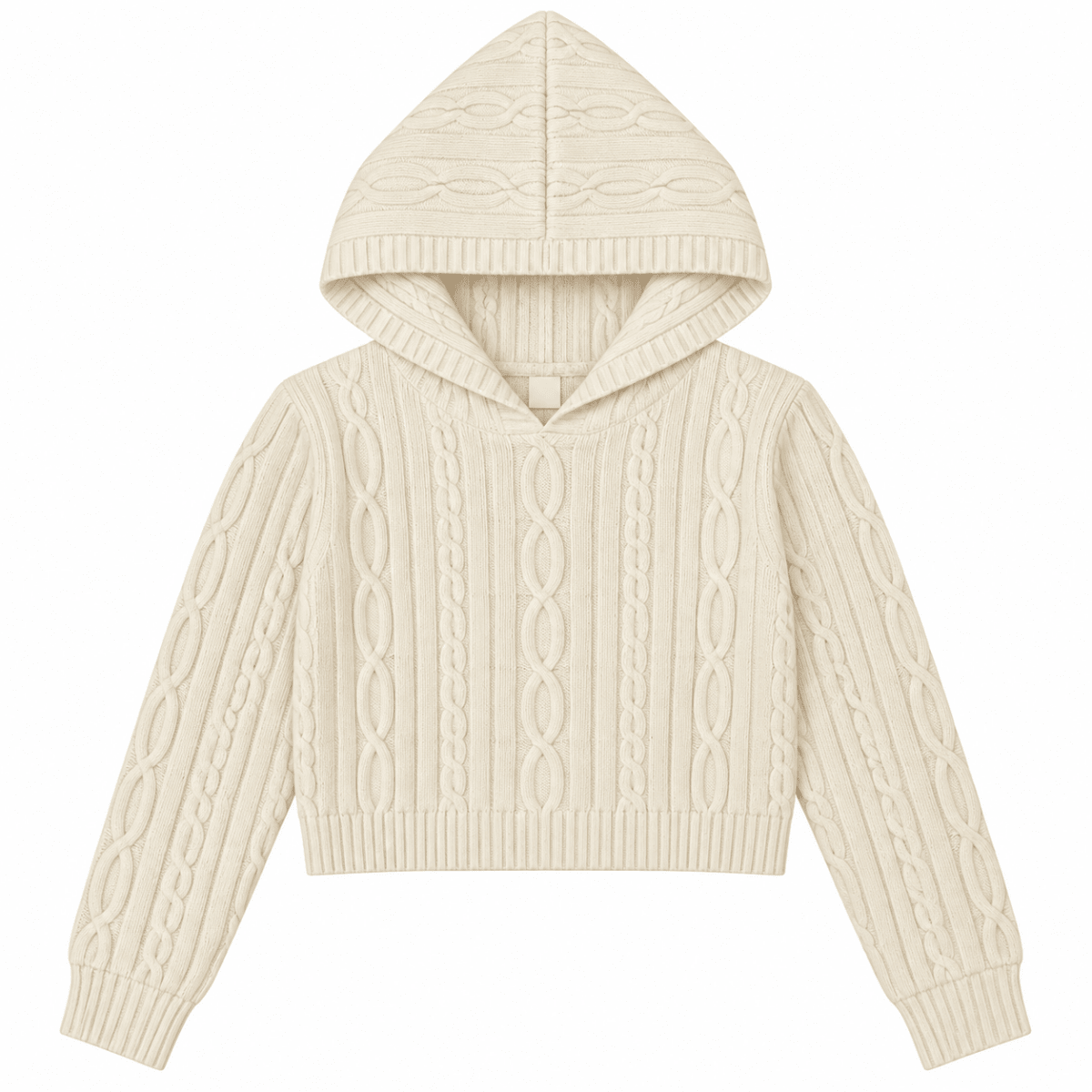 CABLE KNIT CROPPED HOODIE - PARFUM DE FIT