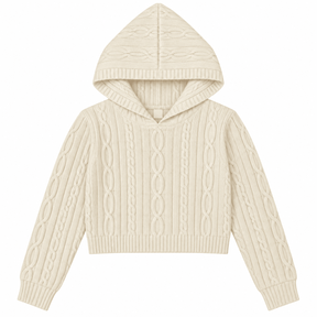 CABLE KNIT CROPPED HOODIE - PARFUM DE FIT