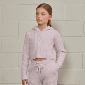 CABLE KNIT CROPPED HOODIE (PREORDER) - PARFUM DE FIT - HOODIES