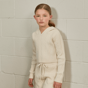 CABLE KNIT CROPPED HOODIE (PREORDER) - PARFUM DE FIT - HOODIES