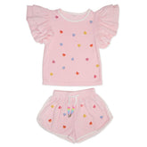 JULIETTE CANDY HEART RUFFLE SLEEVE TOP AND SHORTS SET - MINI DREAMERS - SET