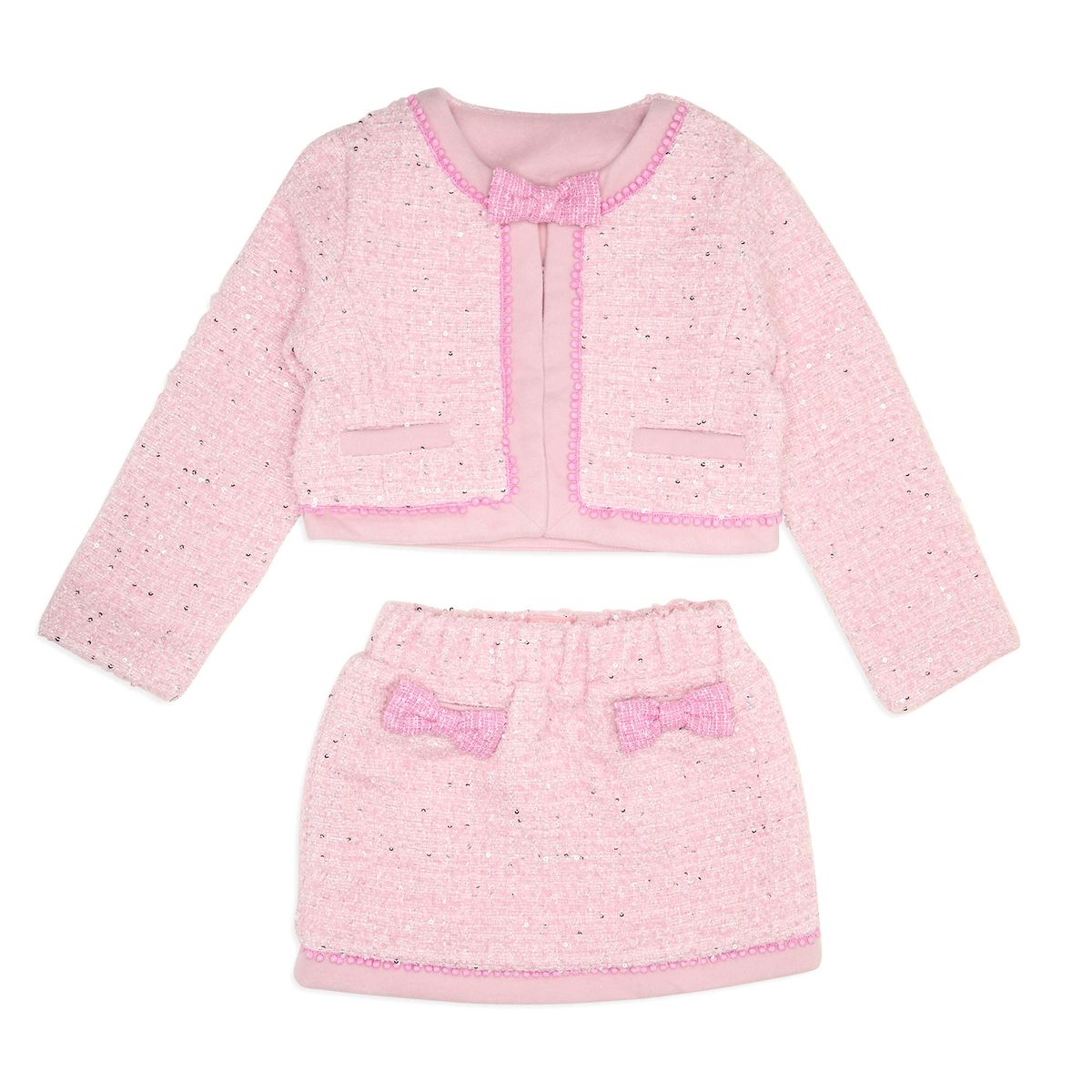 CAROLINE BOW SEQUIN TWEED JACKET AND SKIRT SUIT SET - MINI DREAMERS