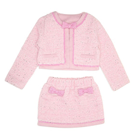 CAROLINE BOW SEQUIN TWEED JACKET AND SKIRT SUIT SET - MINI DREAMERS