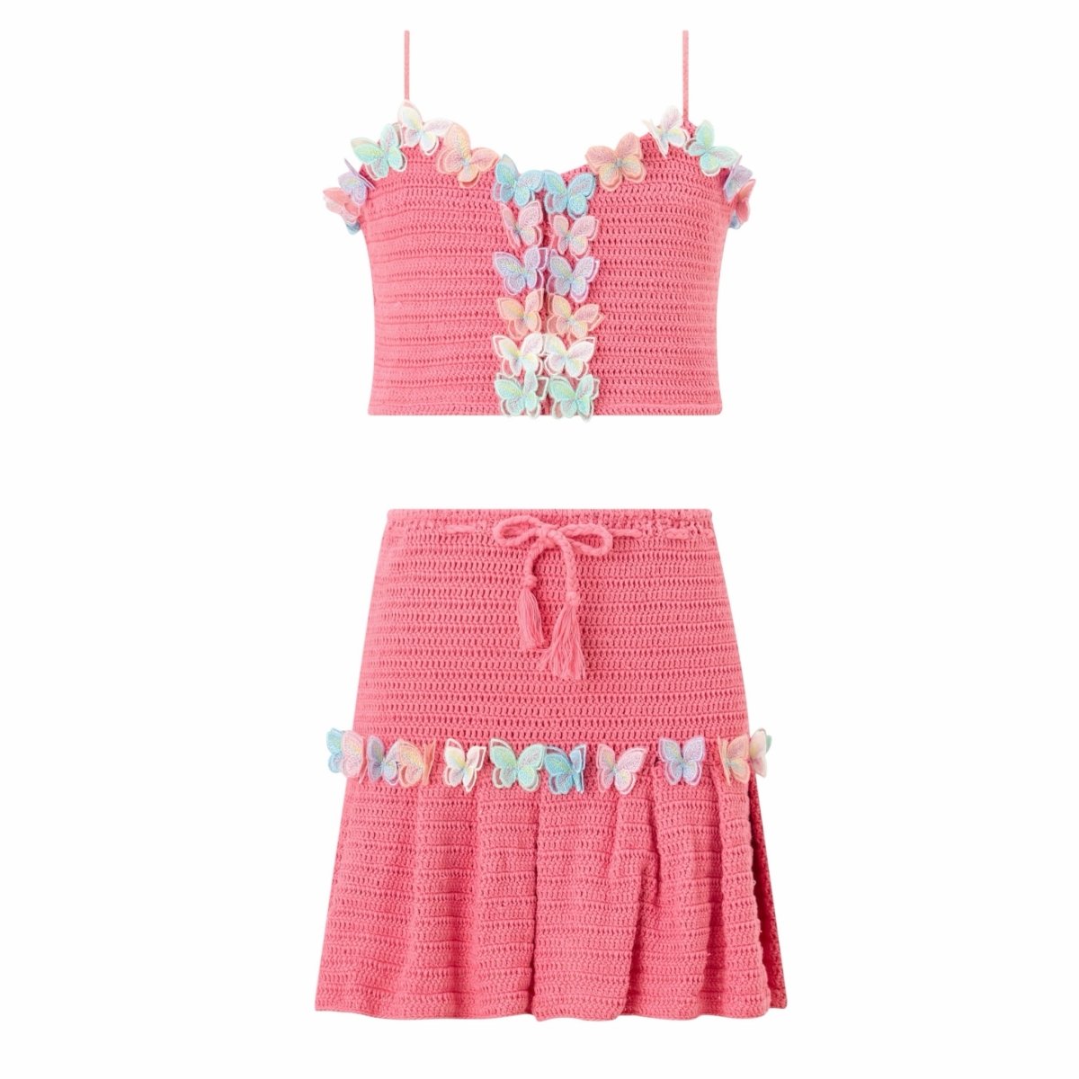 CASSIA BUTTERFLY CROCHET TOP AND SKIRT SET (PREORDER) - MARLO