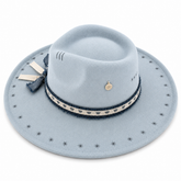 STARDUST FLORAL & DENIM TRIM FEDORA HAT
