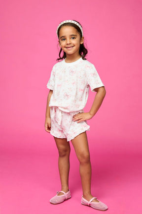 CHARLOTTE CRYSTAL BOWS SHORT SLEEVE AND SHORTS SET - MINI DREAMERS