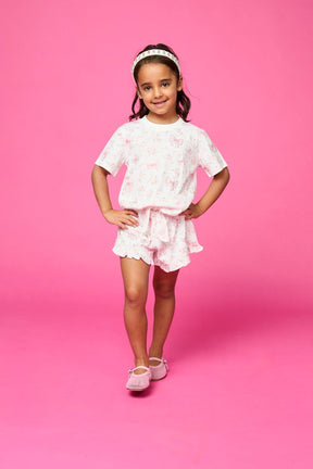 CHARLOTTE CRYSTAL BOWS SHORT SLEEVE AND SHORTS SET - MINI DREAMERS