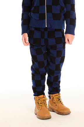 CHECKERED FUZZY FLEECE LOUNGE PANTS (PREORDER) - CHASER KIDS