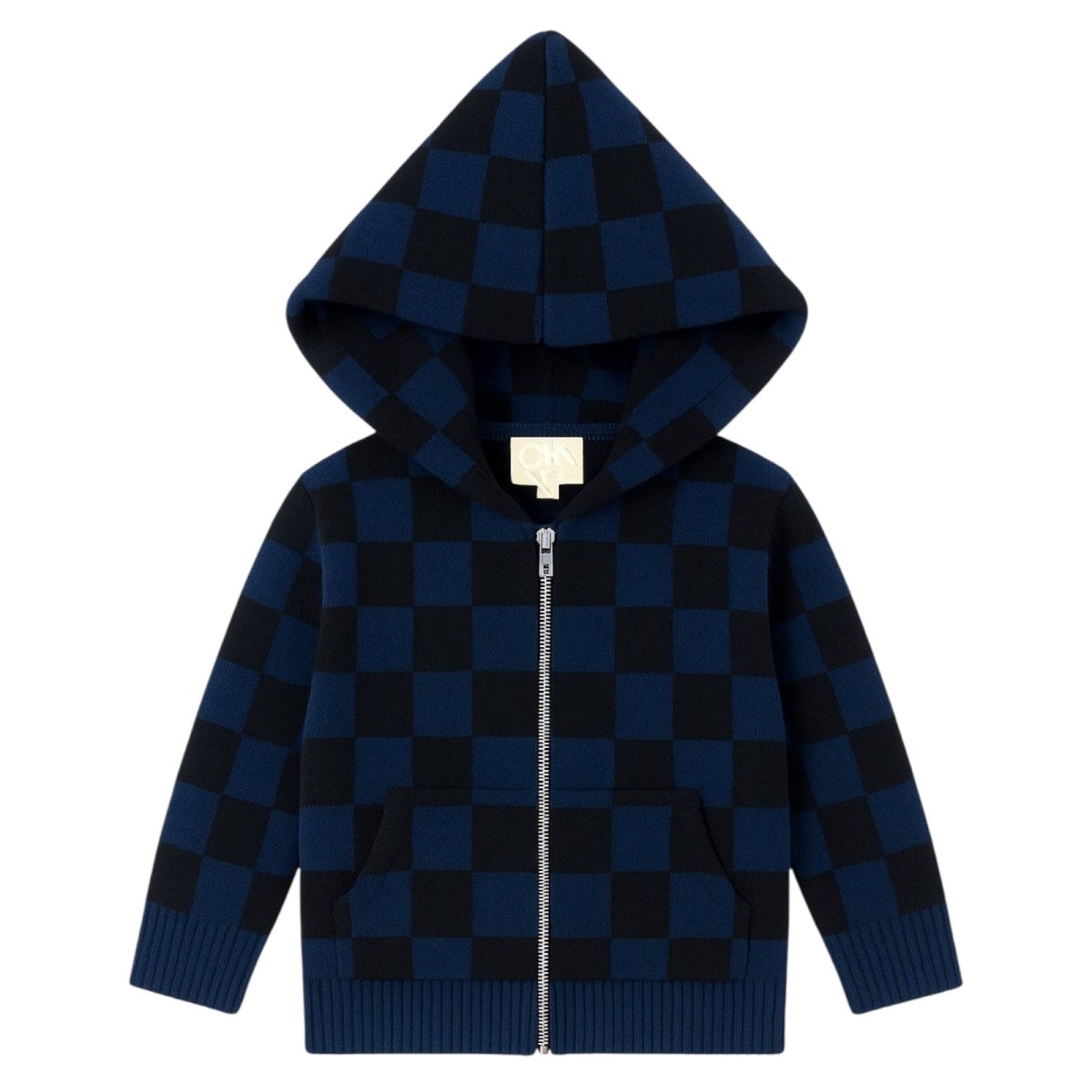 CHECKERED FUZZY FLEECE LOUNGE ZIP UP HOODIE - CHASER KIDS