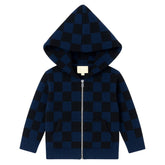 CHECKERED FUZZY FLEECE LOUNGE ZIP UP HOODIE - CHASER KIDS