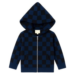 CHECKERED FUZZY FLEECE LOUNGE ZIP UP HOODIE - CHASER KIDS