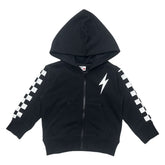 CHECKERED ZIP UP HOODIE - HOODIES
