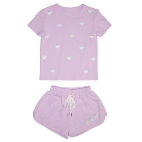 CHELSEA CRYSTAL HEARTS SHORT SLEEVE AND SHORTS SET - MINI DREAMERS