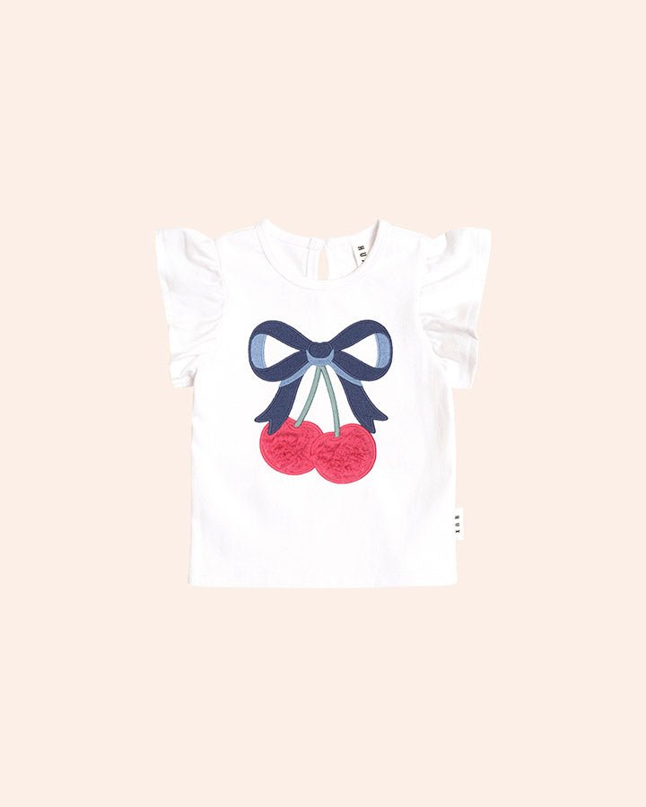 CHERRY BOW FRILL TSHIRT (PREORDER) - SHORT SLEEVE TOPS