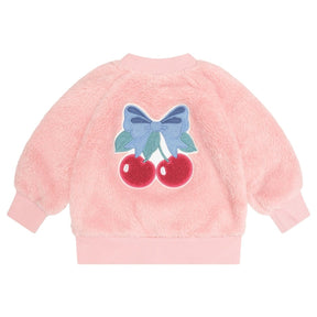 CHERRY BOW FURRY JACKET (PREORDER) - HUXBABY