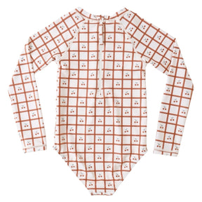CHERRY CHECK DELPHINE RASHGUARD ONE PIECE SWIMSUIT - RYLEE + CRU
