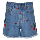 CHERRY DENIM SHORTS - SHORTS