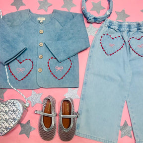 CHERRY DENIM WIDE LEG PANTS - WILD WAWA - PANTS