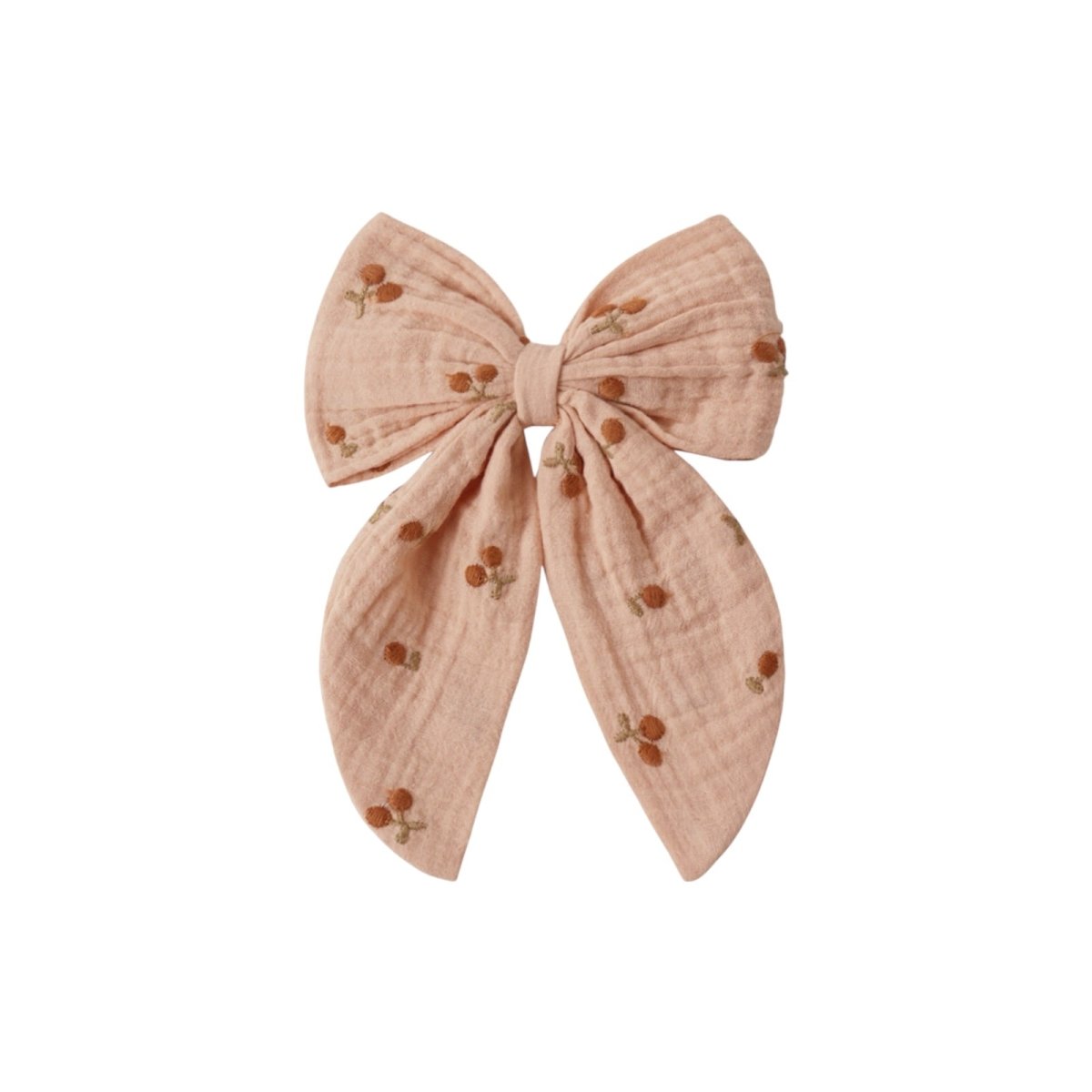 CHERRY EMBROIDERED BOW CLIP - RYLEE + CRU
