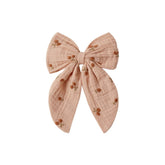 CHERRY EMBROIDERED BOW CLIP - CLIPS