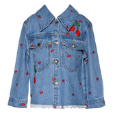 CHERRY EMBROIDERED DENIM JACKET - JACKETS