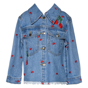 CHERRY EMBROIDERED DENIM JACKET - JACKETS