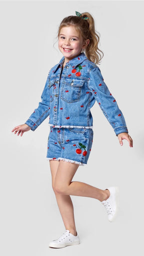 CHERRY EMBROIDERED DENIM JACKET - JACKETS