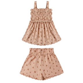 CHERRY EMBROIDERED TANK AND REMI SHORTS SET - SET