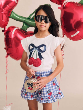 CHERRY GINGHAM SHORTS - HUXBABY