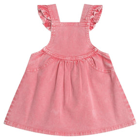 pink denim pinafore dress Flowerpot Pinafore Dress