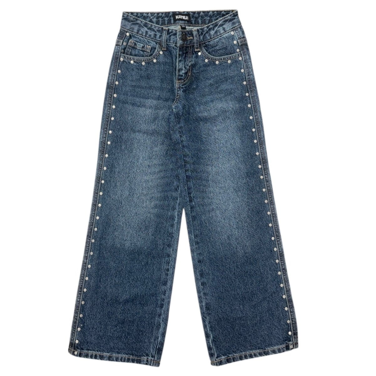 CHICAGO STUDDED MID WASH JEANS - PANTS
