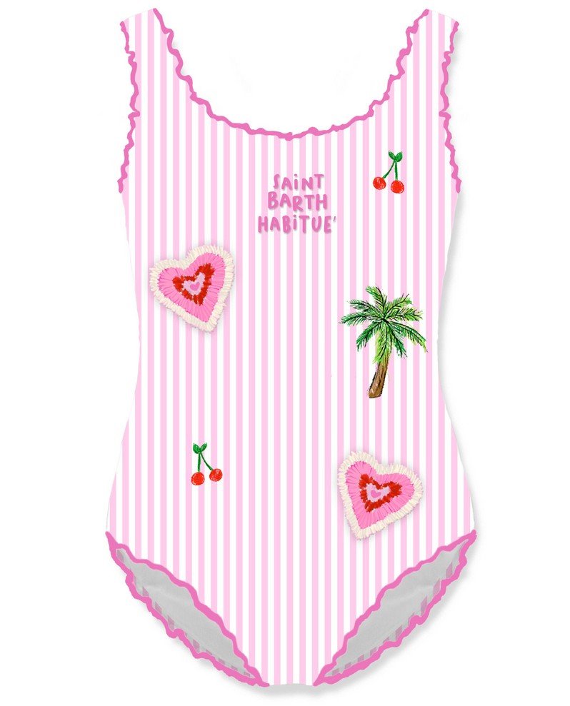 CLIO STRIPES PATCHES ONE PIECE SWIMSUIT - MC2 SAINT BARTH KIDS