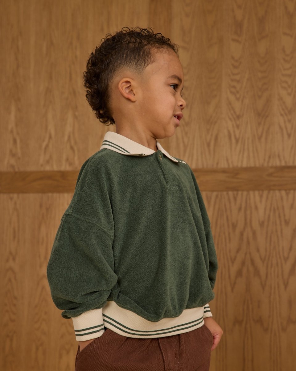 COLLARED TERRY SWEATSHIRT - RYLEE + CRU