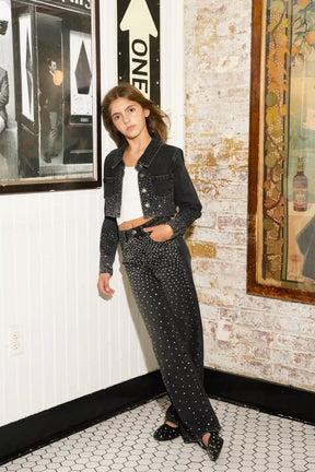 COPENHAGEN RHINESTONE DENIM PANTS (PREORDER) - KATIE J NYC