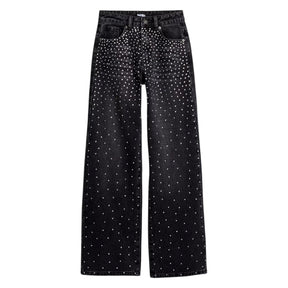 COPENHAGEN RHINESTONE DENIM PANTS (PREORDER) - KATIE J NYC