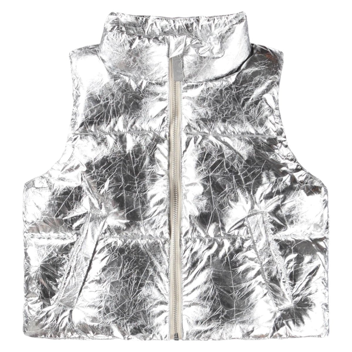 CRINKLED METALLIC HESTER VEST W/ FAUX FUR LINING - MOLO - VESTS