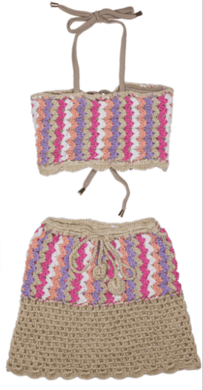 CROCHET BANDEAU TOP AND SKIRT SET (PREORDER) - PLANET SEA