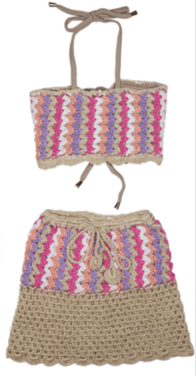 CROCHET BANDEAU TOP AND SKIRT SET (PREORDER) - PLANET SEA