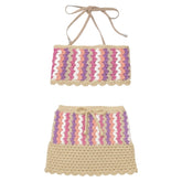 CROCHET BANDEAU TOP AND SKIRT SET W/ UNDERWEAR - PLANET SEA