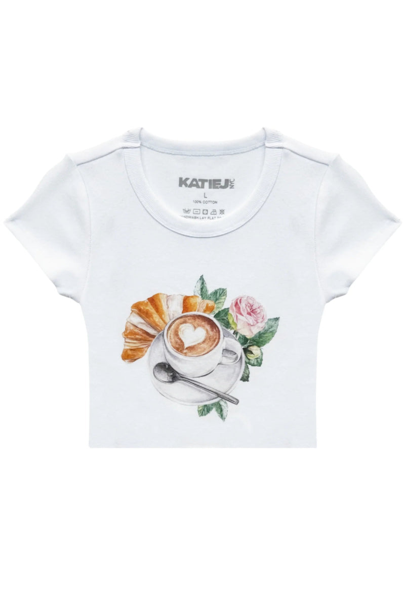 CROISSANT CAPPUCCINO TSHIRT (PREORDER) - KATIE J NEW YORK