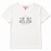 CROSS MY HEART SWAN EMBROIDERED TSHIRT - HAPPY CAMP3R